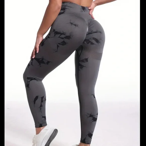 Callie Lives Miz SM Tie Dye Booty Lift Activewear GYM Squatting Brown Leggings - Picture 10 of 11